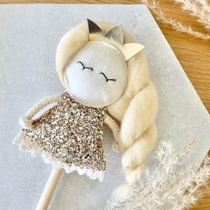 Gold glitter princess puppet / cake topper