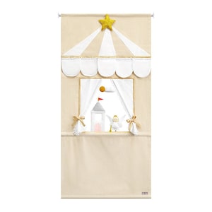 White Gold pompom Puppet doorway theatre by MIMIKI