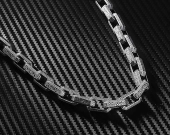 Engraved 925 Sterling Silver Box Link Chain Necklace | 7-11 mm Heavy Cuban Style | Bold Handmade Gift for Men