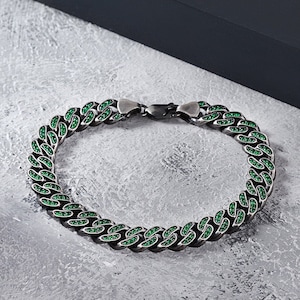 925K Silver Heavy Curb Bracelet, Valentine's Day Gift For Boyfriend, Men Unique Silver Cuban Bracelet, Mens Silver Unique Jewelry