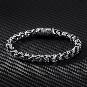 Handmade Silver Chain Bracelet for Men, Sterling Silver Heavy Bracelet, Unique Men&#39;s Jewelry, Father&#39;s Day Gift, Birthday & Anniversary Gift