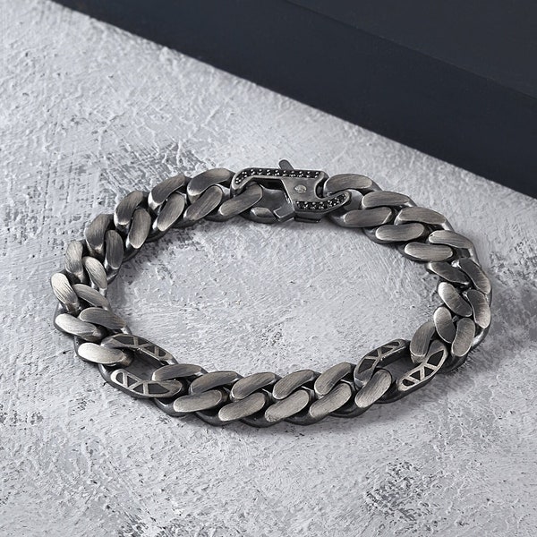 Mens Silver Cuban Link Bracelet-9mm, Valentine's Day Gift For Him, 925 Sterling Silver Heavy Curb Bracelet for Men, Mens Silver Jewelry