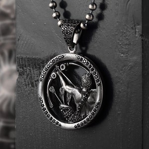 Handmade Sagittarius Zodiac Necklace, Unisex Silver Pendant, Unique Father&#39;s Day Gift, Valentine&#39;s and Birthday Gift for Him or Her