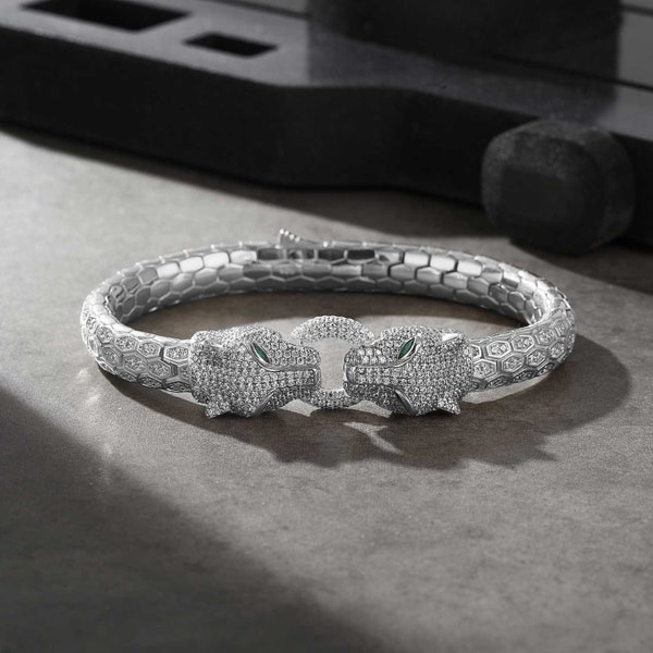 Handcrafted 925K Silver Python Bracelet, Unique Luxury Men’s Accessory, Best Valentine’s Day Gift, Birthday Gift for Him, High Quality