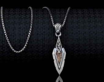 Handcrafted Silver Sword Pendant - Gothic Antique Knife Necklace - Perfect Gift for Him on Father&#39;s Day