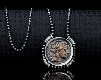 Roman Emperor Julius Caesar Necklace Antique  Silver Pendant Medallion, Handmade Sterling Silver Jewelry for Men, Men Valentine&#39;s Day Gift