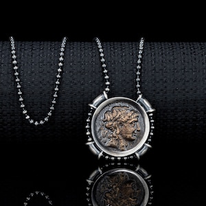 Roman Emperor Julius Caesar Necklace Antique  Silver Pendant Medallion, Handmade Sterling Silver Jewelry for Men, Men Valentine's Day Gift