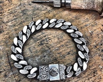 Handcrafted Sterling Silver Bracelet with Eagle Head - Distinctive Silver Jewelry for Men, Perfect for Summer