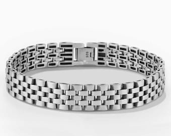 Elegant 925 Sterling Silver Rolex Style Bracelet for Men - Luxury Gift for Him - Timeless Jewelry Piece