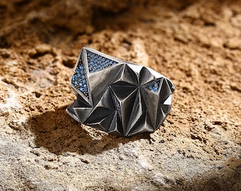 Hand Engraved Silver Ring, Valentine's Day Unique Gift for Men, Handmade Silver Birthday Ring Gift for Him, Mens Unique Silver Jewelry Gift