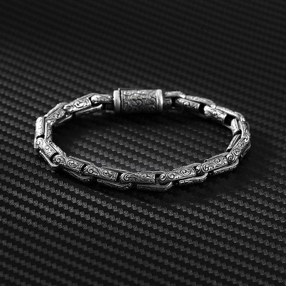 Men's Sterling Silver Byzantine and Wheat Chain Bracelet - Jewelry1000.com