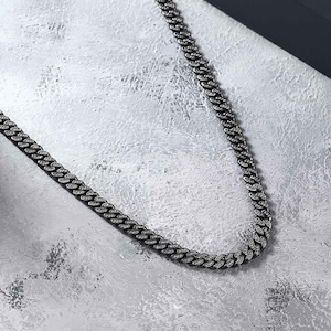 Mens Cuban Silver Chain Necklace, Handmade Curb Stylish Gift, 7mm Silver Cuban Link Chain, Unique Birthday Gift for Him, Men Silver Jewelry