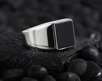 【AG X JOSILVER】Ruler Silver Ring Men's Silver Ring With Green Zircon, Modern Minimalist