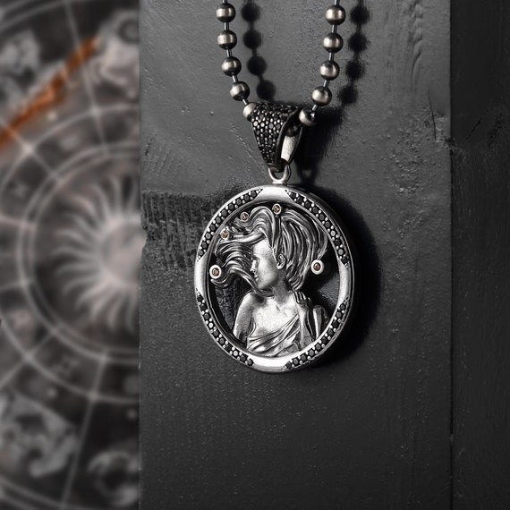 Mens Virgo Zodiac Sign Silver Pendant Necklace Women Valentine s