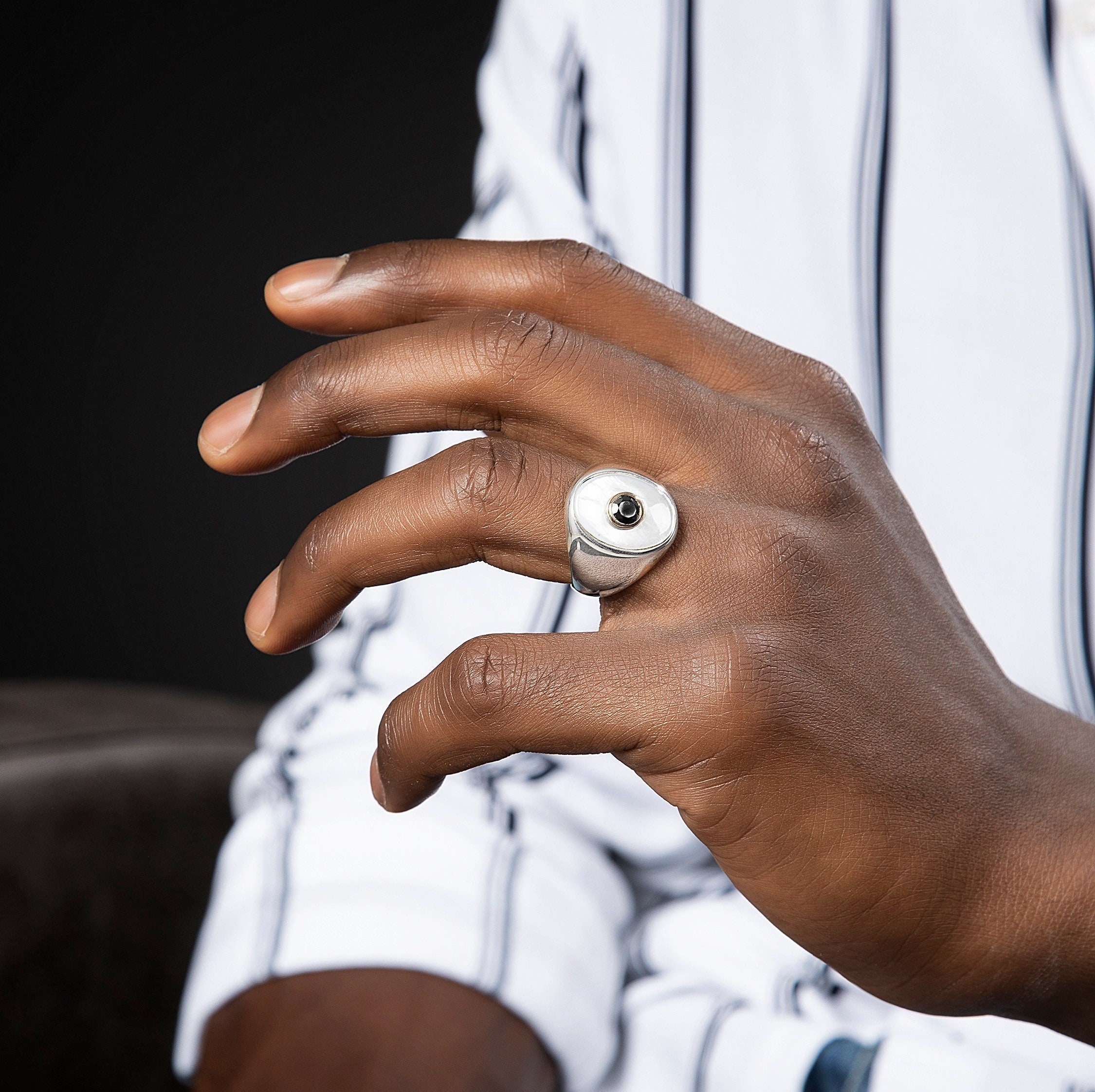 Mens Stylish Silver Minimal Ring, Engraved Men Ring, Handmade Mens ...