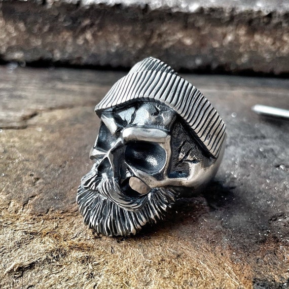 Mens Handmade Silver Skull Ring Mens Silver Ring Unique Gift for