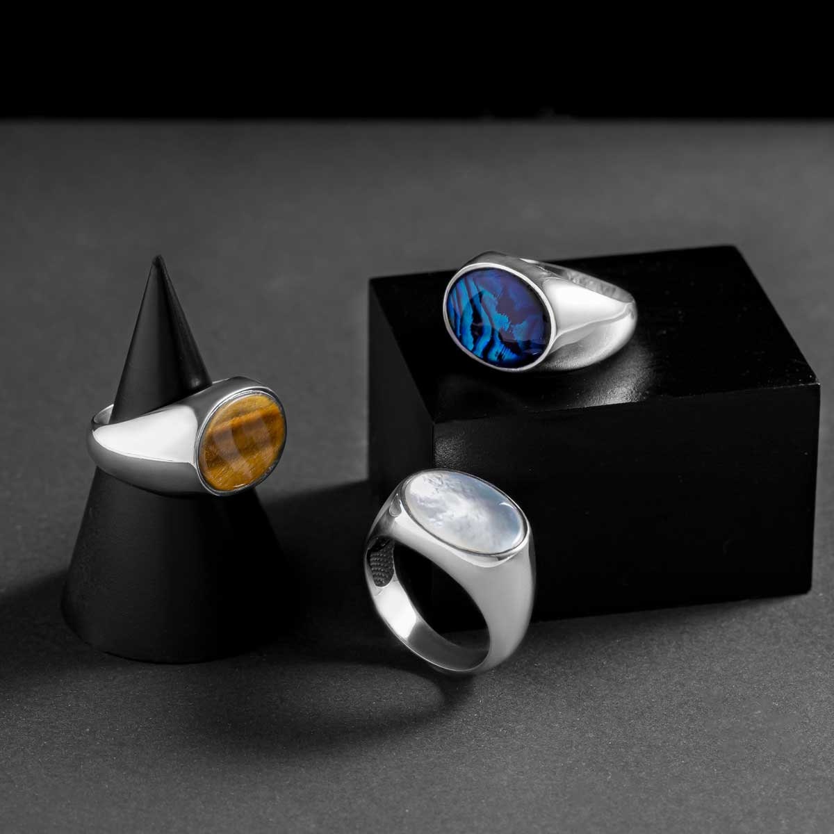 Men Silver Pearl Pinky Minimal Ring, Valentine's Day Gift, 925k