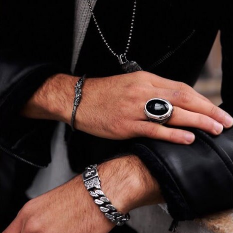 Black Onyx Stone Personalized Silver Ring for Men Initial - Etsy