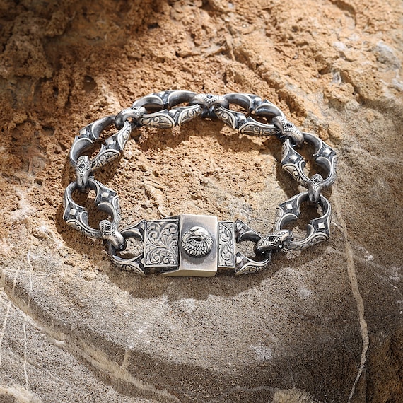 Inicial pulsera, pulsera de los hombres a medida, plata encanto