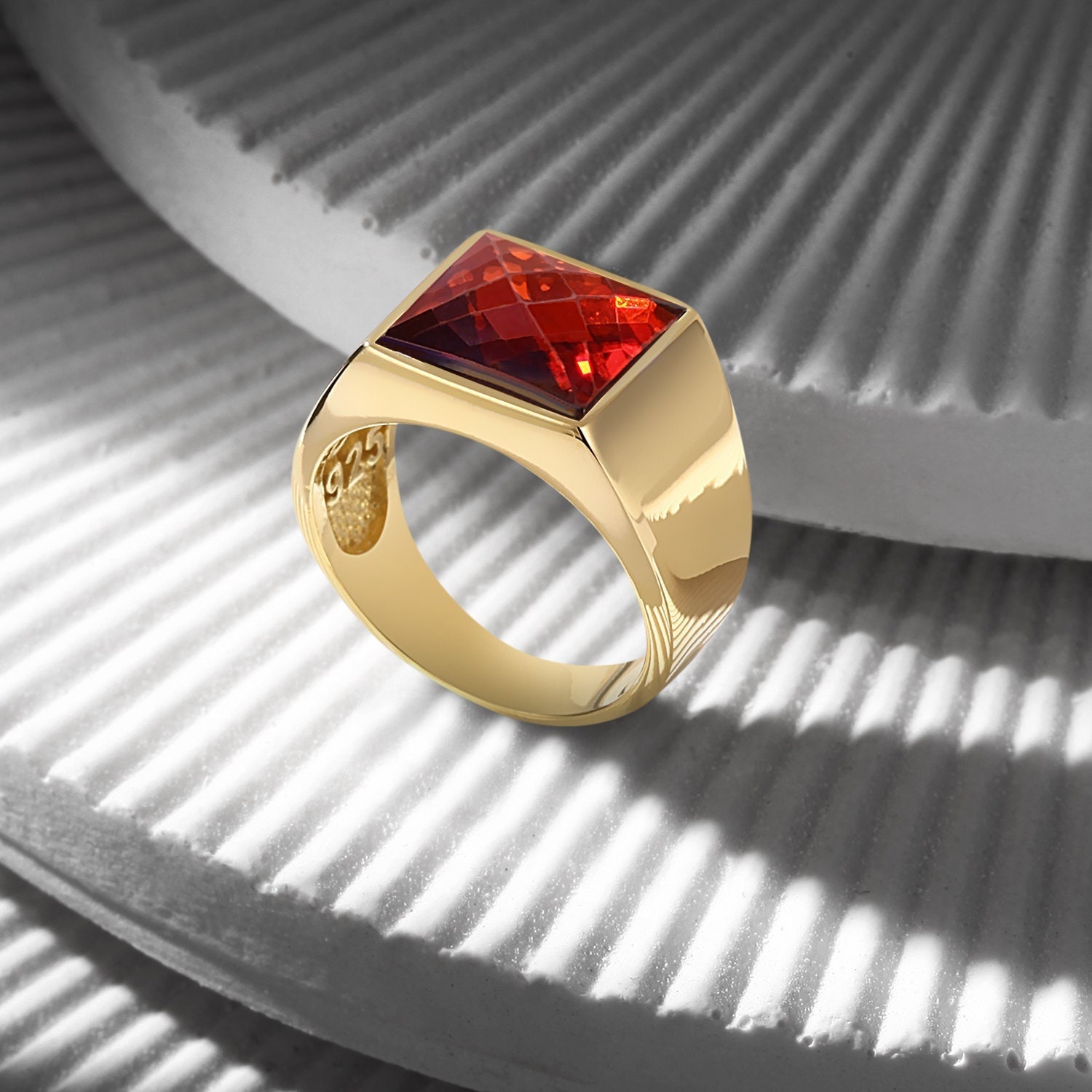 18Kゴールド デザインリング✴︎used ✴︎ Men's 18K Gold Plated CZ Fashion Ring | eBay