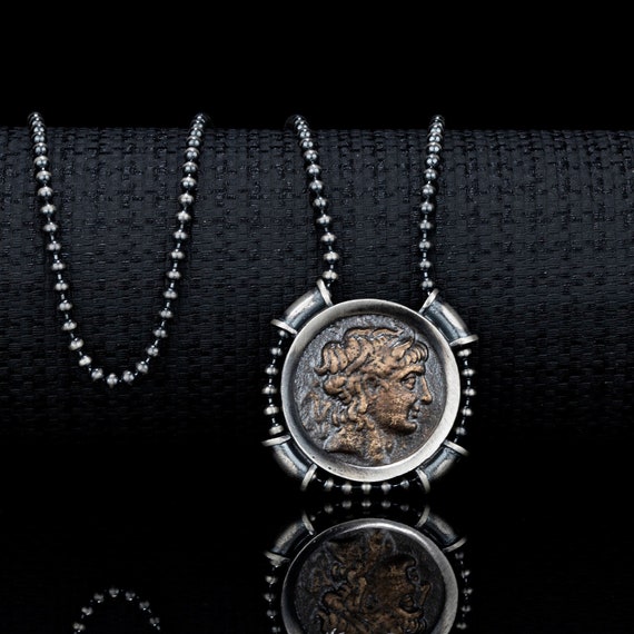 Roman Emperor Julius Caesar Necklace Antique Silver Pendant