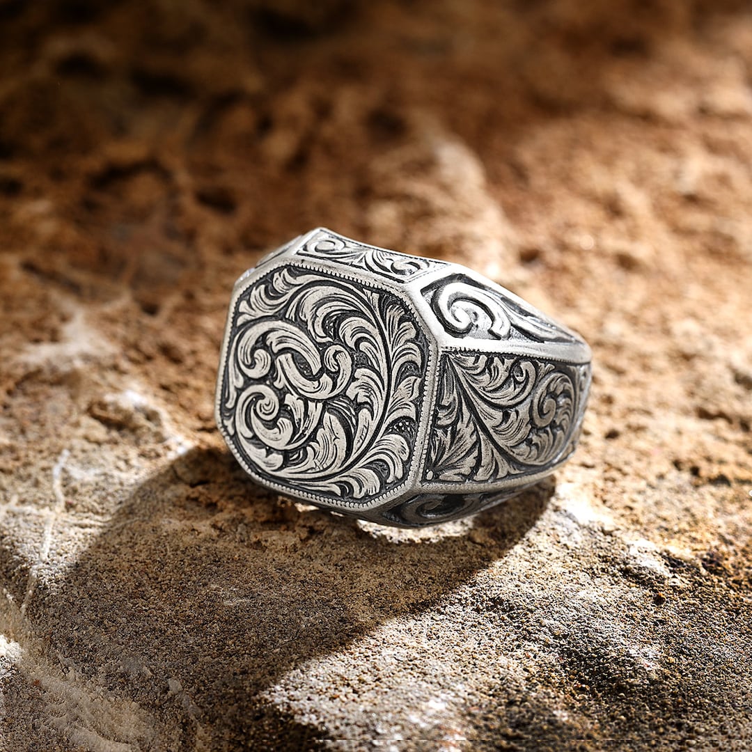 Engraved Sterling Silver Men s Ring Custom Jewelry Gift for Him Birthday Anniversary Father s Day Etsy UK