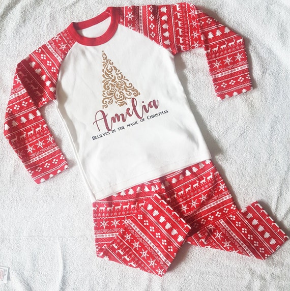 Christmas Pyjamas Personalised With Your Child S Name Etsy