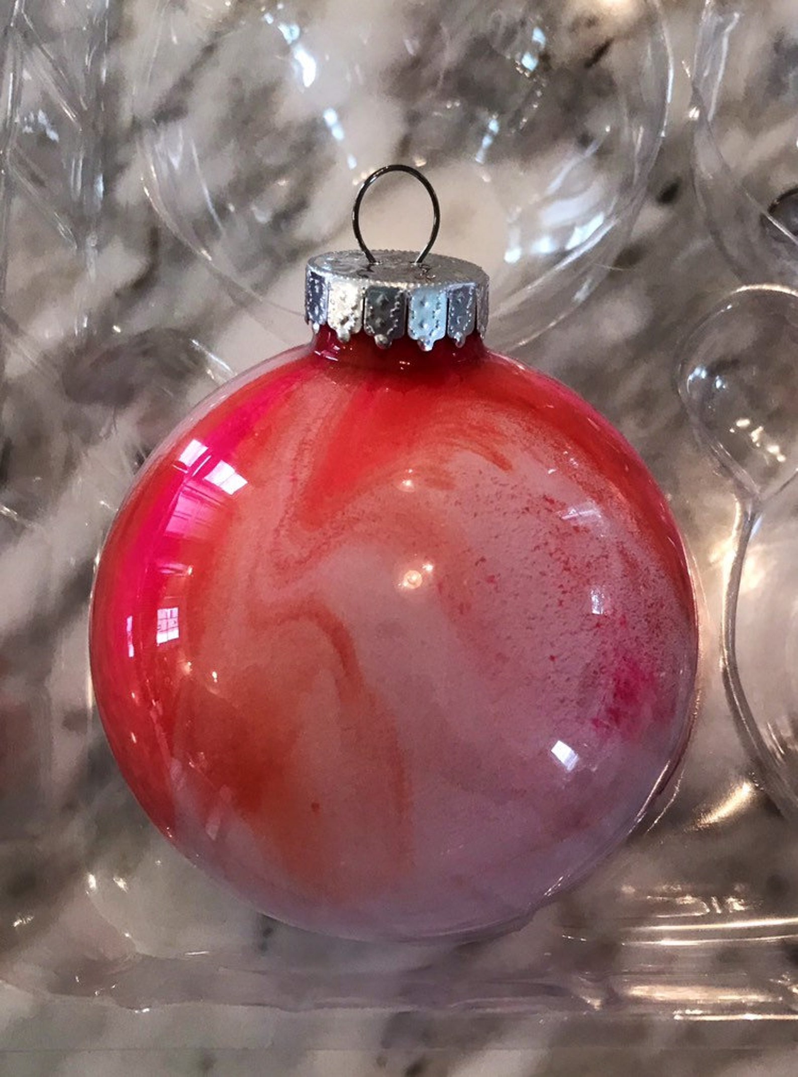 Ikat tiedye ornament ikat christmas ornament pink and orange | Etsy