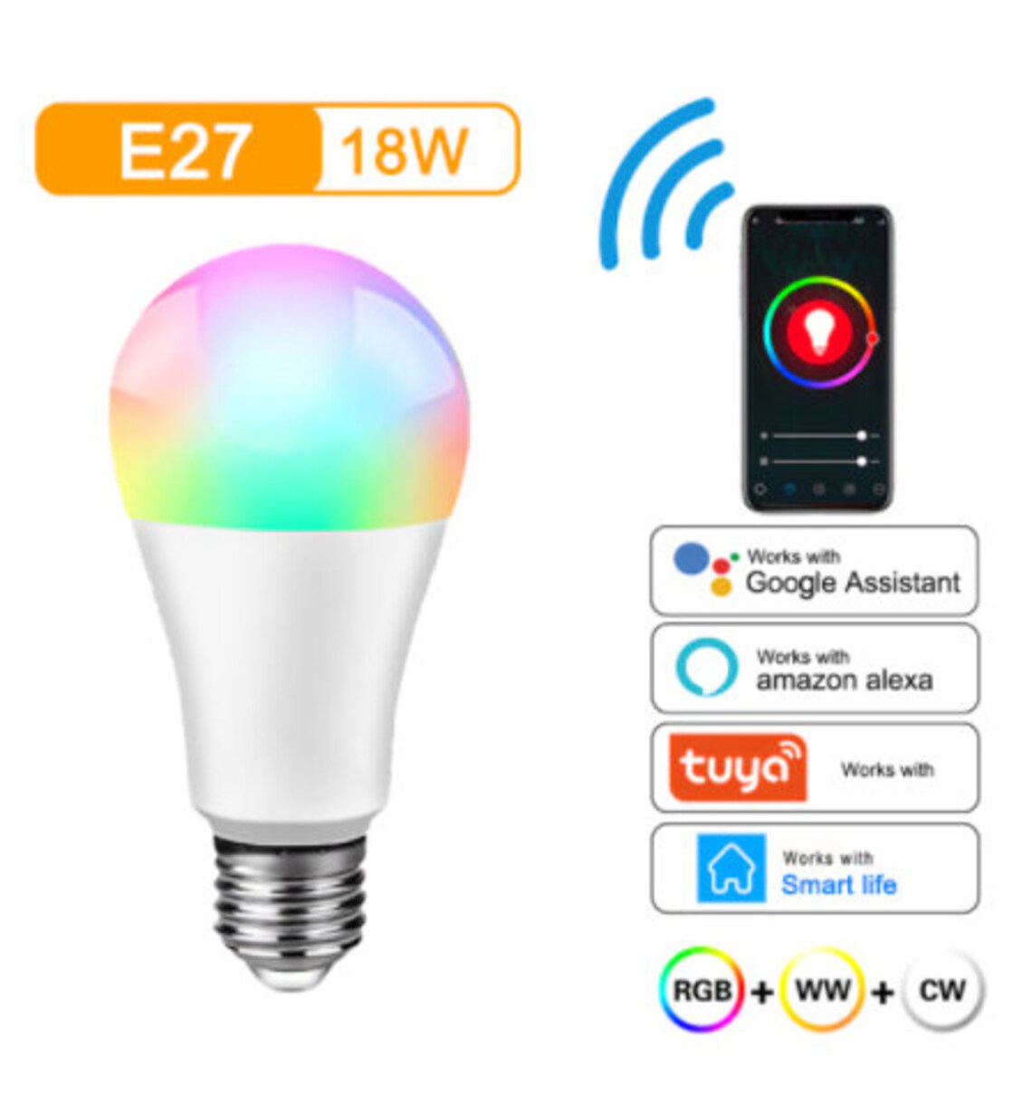 Tuya 10W 15W 18W WiFi Smart Light Bulb E27 RGB LED Lamp Etsy