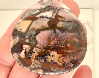 Natural Dendritic Jasper Teardrop Pendant, Side Drilled Natural Stone Focal Bead