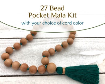 Indian Burflower Wood Pocket Mala Kit with your choice of cord & thread colors, make your own mala