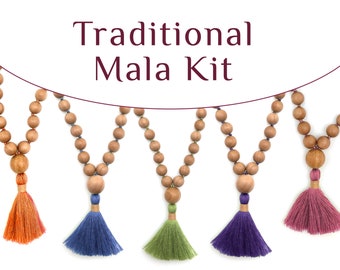 Traditional Mala Kit with wood beads & your choice of thread color