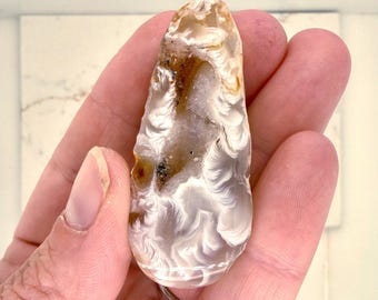 Natural Brazilian Agate Druzy Pendant, Side Drilled Focal Bead for Jewelry Making