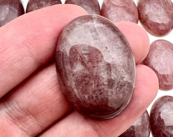 Strawberry Quartz Cabochon 30x22mm, Natural Pink Aventurine Flatback Oval Gemstone