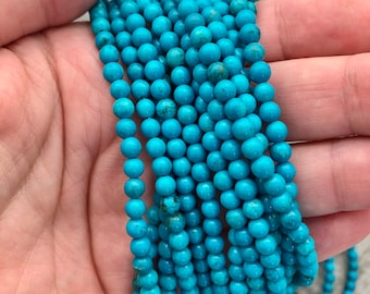 4mm Turquoise Beads, round polished Chinese turquoise