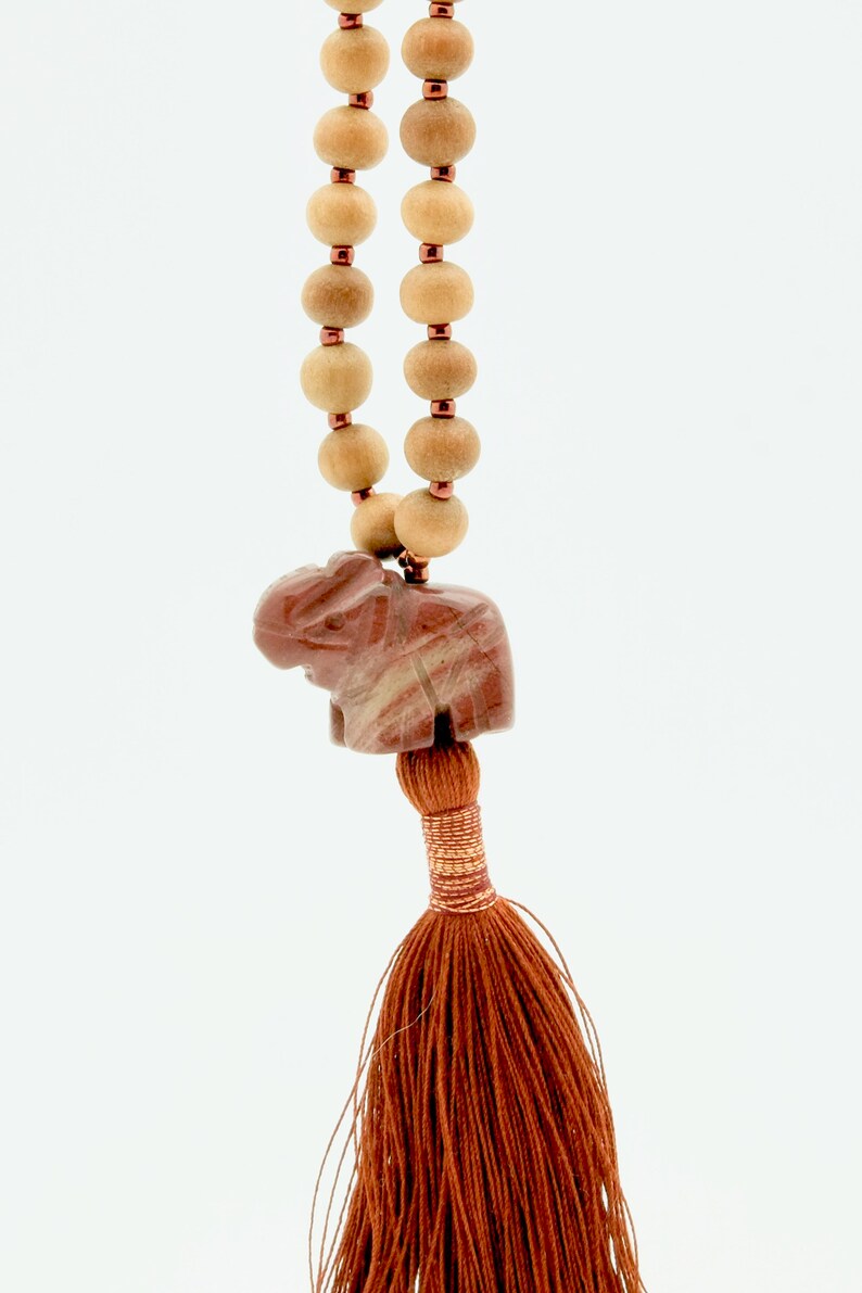 make your own high quality mala with red jasper elephant guru bead and sandalwood mala beads Elephant Mala Kit