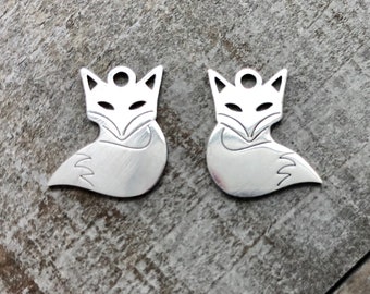 2 Fox Charms, double sided, 2 per order, stainless steel, 14mm