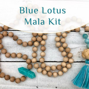 Blue Lotus Mala Kit: DIY 108 Gemstone & Wood Bead (8mm)