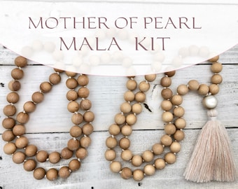 Mother of Pearl Mala Kit - 108 bead mala, 8mm beads