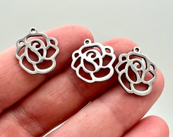 6 Rose Flower Charms