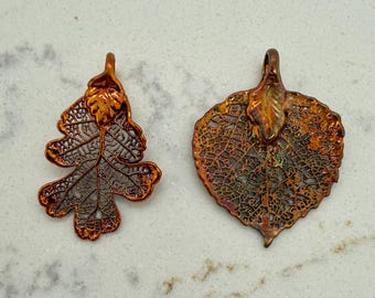 Real Leaf Copper Electroformed Pendant, You Choose Style