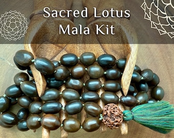 Sacred Lotus Mala Kit: DIY Knotted 108-Bead Mala