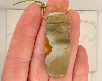 Natural Biggs Jasper Rectangle Pendant, Side Drilled Picture Stone Focal Bead