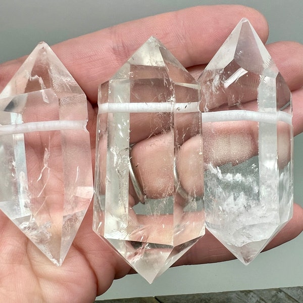 L&XL Quartz Crystal Pendant Beads, top drilled, double terminated points, imperfect
