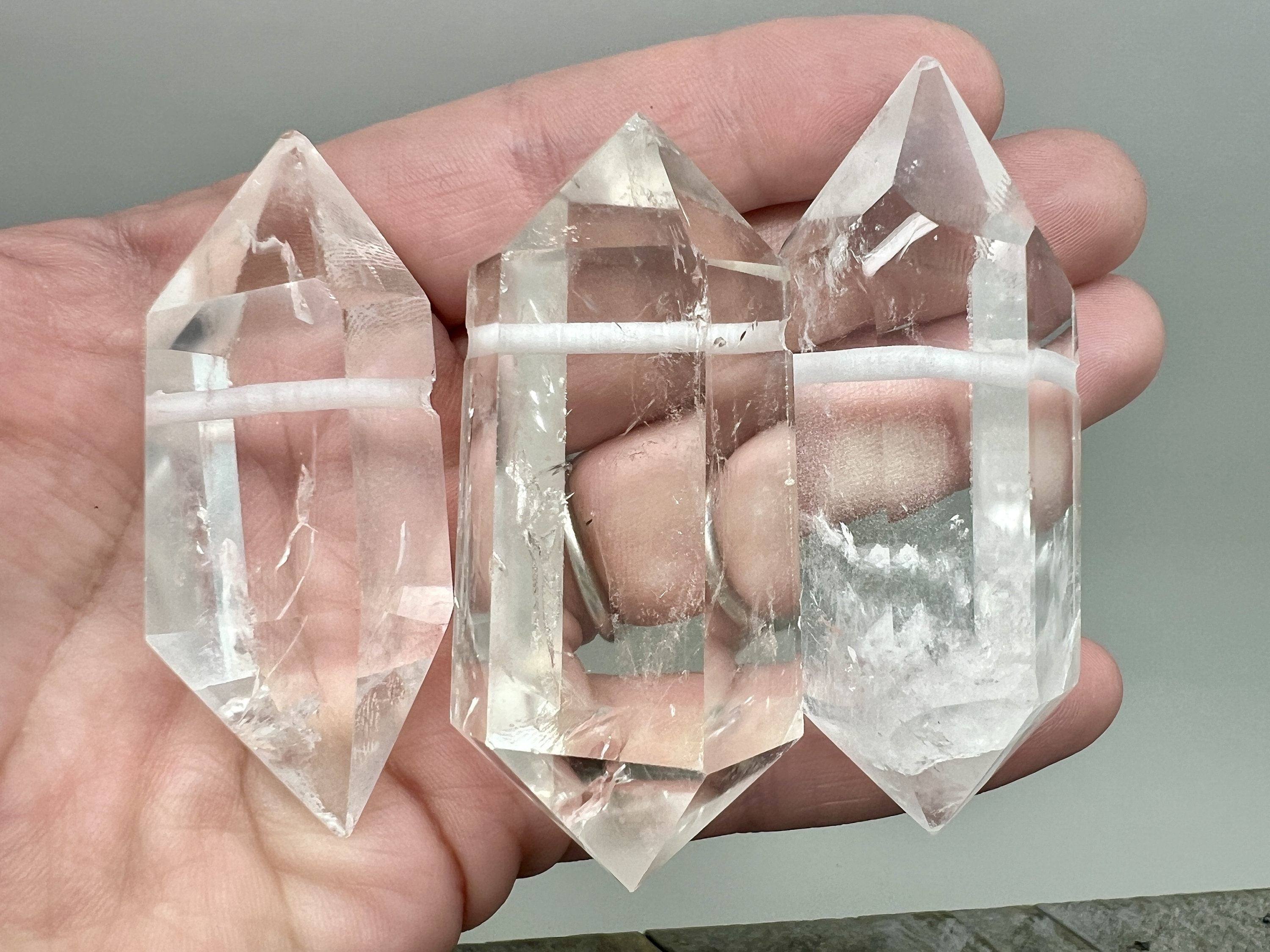 L&XL Quartz Crystal Pendant Beads, top drilled, double terminated points, imperfect