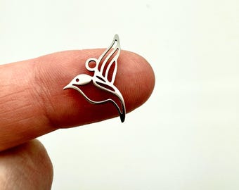 Hummingbird Charm, 1 per order,  stainless steel
