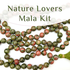 Nature Lovers Mala Kit: DIY 108 Bead Unakite Gemstones