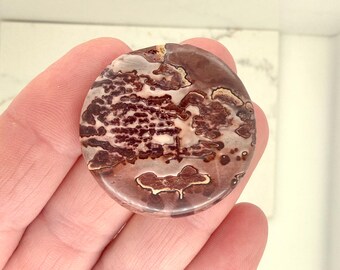 Natural Chohua Jasper Round Pendant, Center Drilled Scenic Stone Focal Bead, Guru Bead
