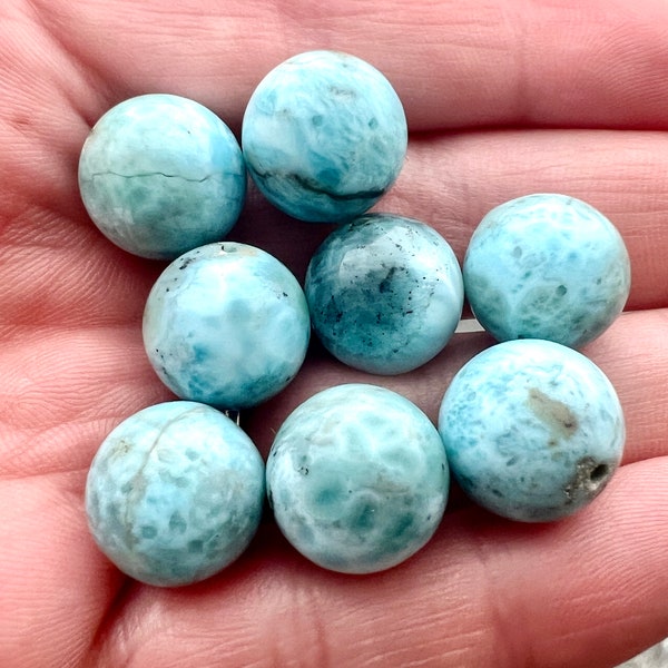 Single 12mm Larimar Bead, 2 hole mala guru bead, 1 bead per order