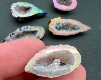 Rainbow Quartz Geodes, silicon oxide coated